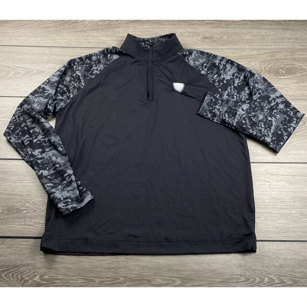 Footjoy Mens Athletic 1/4 Zip‎ Golf Pullover Black Grey Camouflage Large